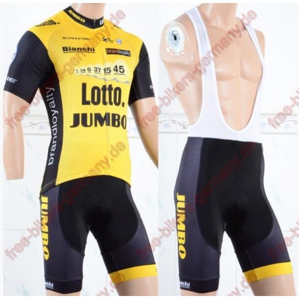 Profiteam 2018 LottoNL-Jumbo Radbekleidung Satz Trikot Kurzarm+Trägerhosen Set Profiteam 2018 LottoNL-Jumbo Radbekleidung Satz Trikot Kurzarm+Trägerhosen Set