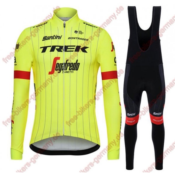 Profiteam 2018 Trek Segafredo fluo gelb Fahrradbekleidung Trikot Langarm+Lang Trägerhose Profiteam 2018 Trek Segafredo fluo gelb Fahrradbekleidung Trikot Langarm+Lang Trägerhose
