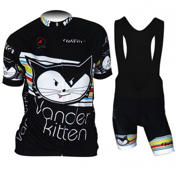 2015 Wilier Damen Fahrradbekleidung Satz Fahrradtrikot Kurzarm Trikot und Kurz Trägerhose schwarz QRVV155