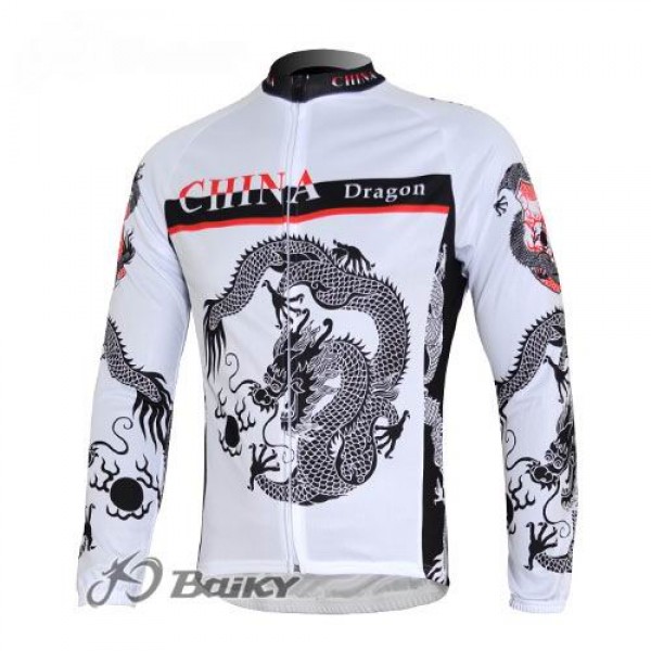 China Dragon Fahrradtrikot Langarm Weiß NVVV281 China Dragon Fahrradtrikot Langarm Weiß NVVV281