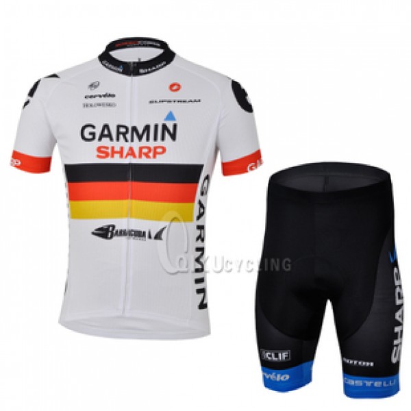 2013 Garmin Sharp Barracuda Deutsche Champion Radtrikot Kurzarm und Kurz Radhose Kits Weiß Schwarz NKUP364 2013 Garmin Sharp Barracuda Deutsche Champion Radtrikot Kurzarm und Kurz Radhose Kits Weiß Schwarz NKUP364
