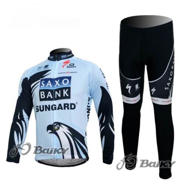 Saxo Bank Sungard Pro Team Fahrradbekleidung Radtrikot Satz Langarm und Lange Fahrradhose Weiß Schwarz ZEEU569 Saxo Bank Sungard Pro Team Fahrradbekleidung Radtrikot Satz Langarm und Lange Fahrradhose Weiß Schwarz ZEEU569