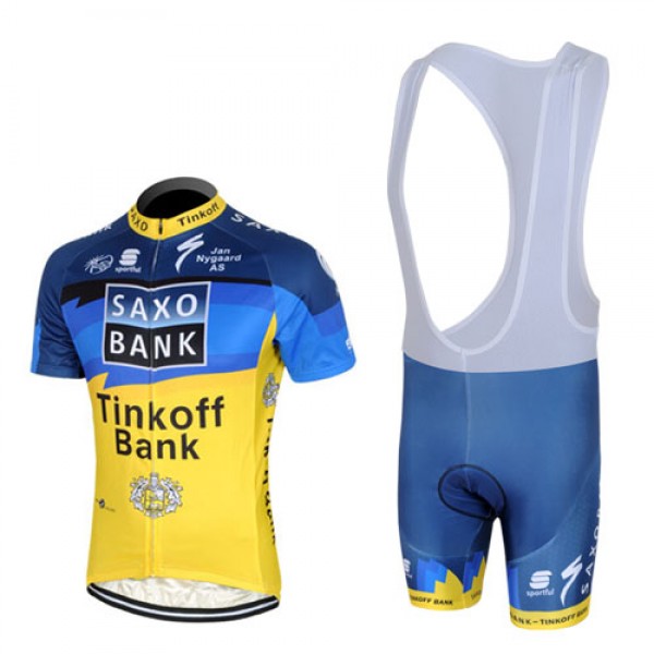 2013 Saxo Bank Tinkoff Pro Team Fahrradbekleidung Satz Fahrradtrikot Kurzarm Trikot und Kurz Trägerhose Blau Gelb USWQ510 2013 Saxo Bank Tinkoff Pro Team Fahrradbekleidung Satz Fahrradtrikot Kurzarm Trikot und Kurz Trägerhose Blau Gelb USWQ510