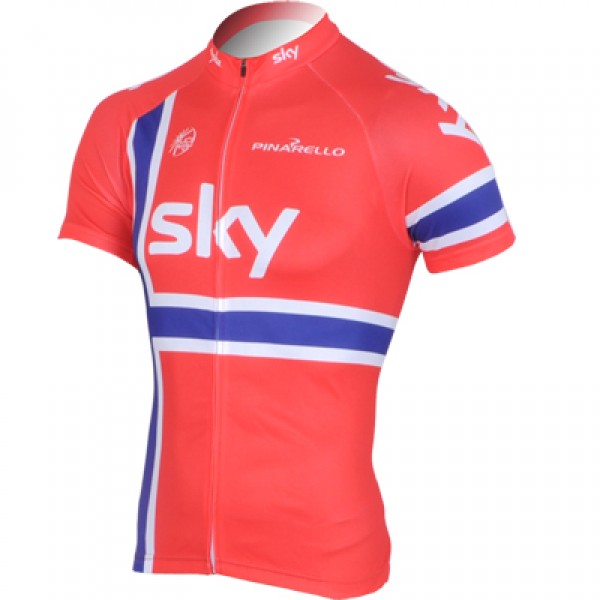 2013 Team Sky Norwegisch Champion Radtrikot Kurzarm Rot KFKU140 2013 Team Sky Norwegisch Champion Radtrikot Kurzarm Rot KFKU140