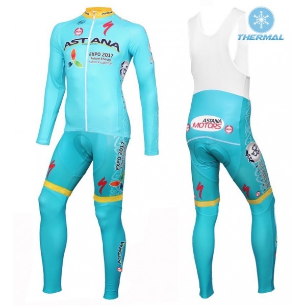 2016 Astana Pro Team thermisch Fahrradbekleidung Satz Radtrikot Langarm+Lang Trägerhose YYVR671 2016 Astana Pro Team thermisch Fahrradbekleidung Satz Radtrikot Langarm+Lang Trägerhose YYVR671