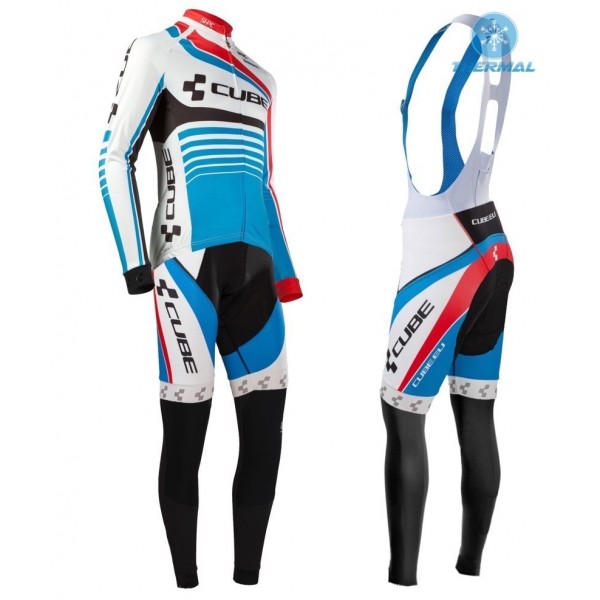 2016 Cube Teamline Weiß-Blau thermisch Fahrradbekleidung Satz Radtrikot Langarm+Lang Trägerhose UAFV669 2016 Cube Teamline Weiß-Blau thermisch Fahrradbekleidung Satz Radtrikot Langarm+Lang Trägerhose UAFV669