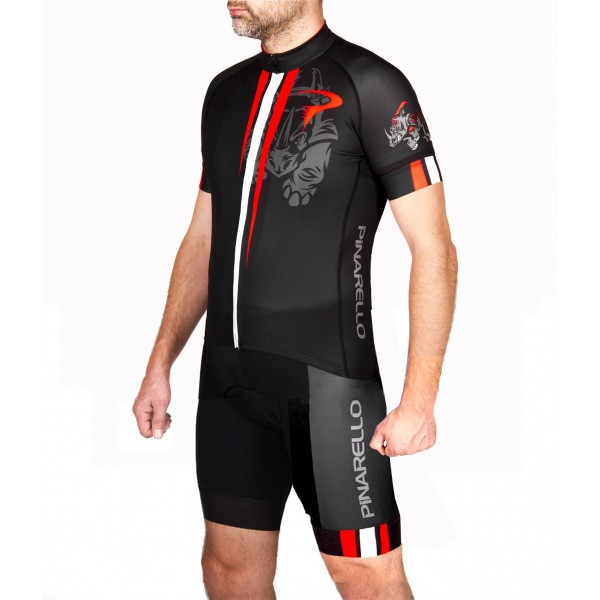 2016 Pinarello Corsa Rhino schwarz-rot Fahrradbekleidung Satz Radtrikot Kurzarm+Kurz Trägerhose NLAI320 2016 Pinarello Corsa Rhino schwarz-rot Fahrradbekleidung Satz Radtrikot Kurzarm+Kurz Trägerhose NLAI320