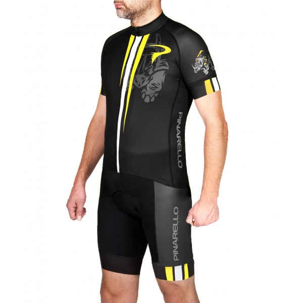 2016 Pinarello Corsa Rhino schwarz-gelb Fahrradbekleidung Satz Radtrikot Kurzarm+Kurz Trägerhose QLKX180 2016 Pinarello Corsa Rhino schwarz-gelb Fahrradbekleidung Satz Radtrikot Kurzarm+Kurz Trägerhose QLKX180