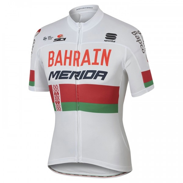 BAHRAIN-MERIDA Weiß Russian Meister Radtrikot Kurzarm 2017 555QLJD BAHRAIN-MERIDA Weiß Russian Meister Radtrikot Kurzarm 2017 555QLJD