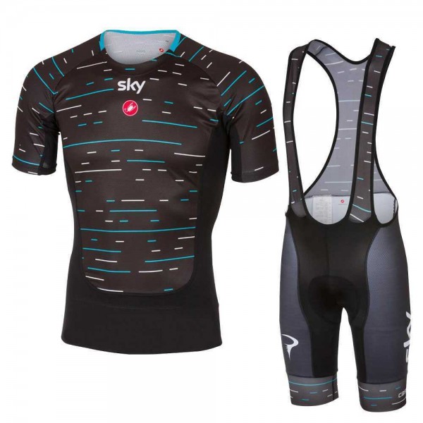 Sky Pro 2017 Prosecco Fahrradbekleidung Satz Radtrikot Kurzarm+Kurz Trägerhose Schwarz 596NDVA Sky Pro 2017 Prosecco Fahrradbekleidung Satz Radtrikot Kurzarm+Kurz Trägerhose Schwarz 596NDVA