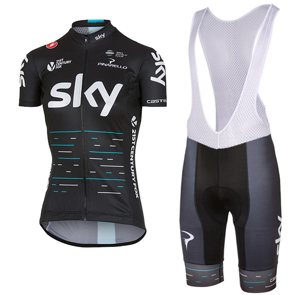 Sky Pro Damen 2017 Schwarz Fahrradbekleidung Satz Radtrikot Kurzarm+Kurz Trägerhose 830KIYC Sky Pro Damen 2017 Schwarz Fahrradbekleidung Satz Radtrikot Kurzarm+Kurz Trägerhose 830KIYC